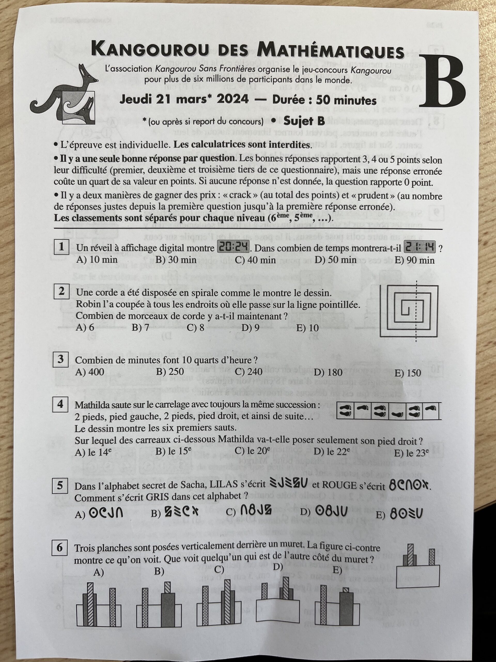 - Kangourou des maths-